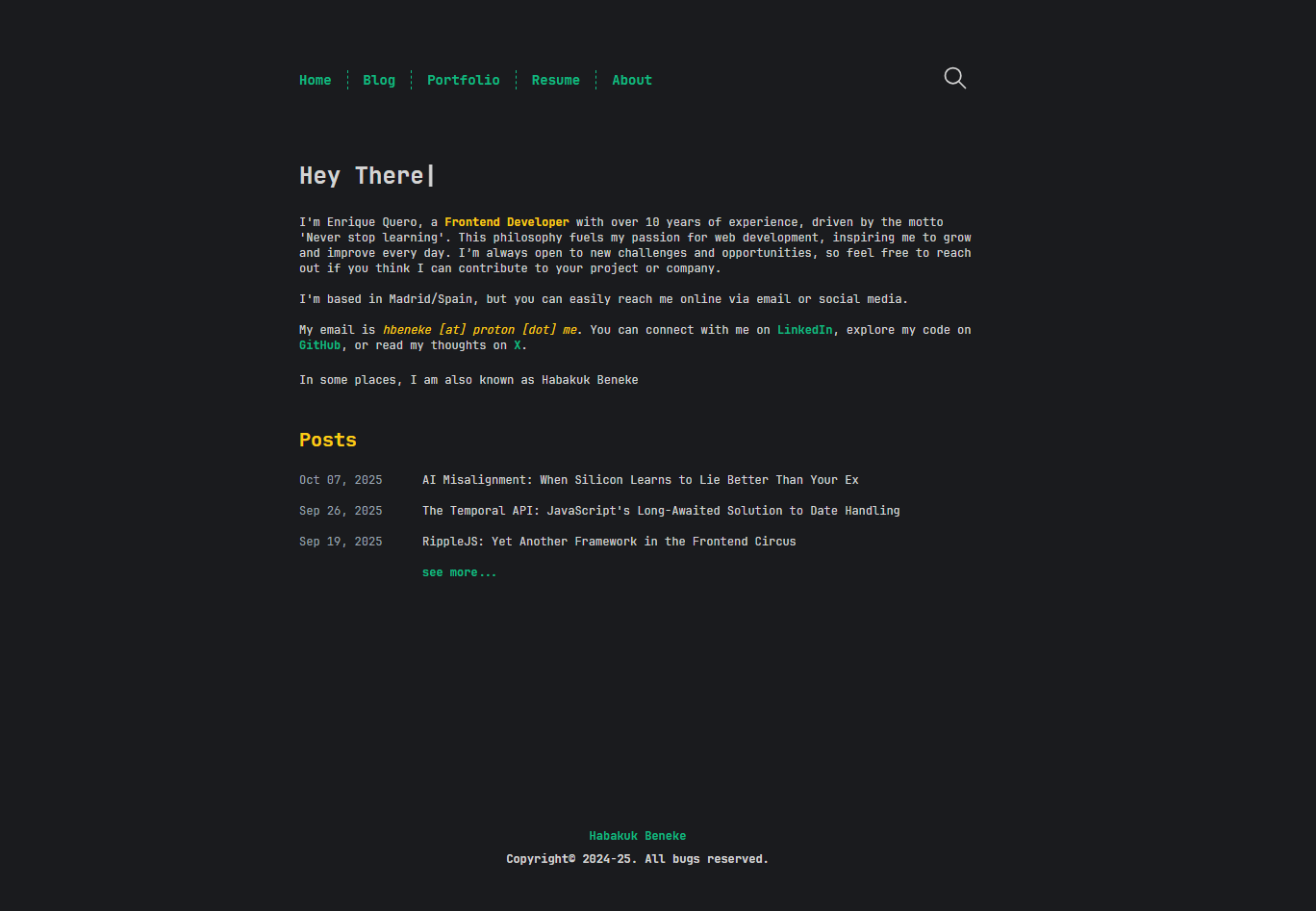 Personal Site demo preview